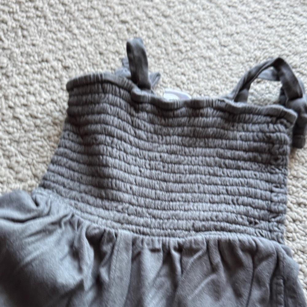 GAP Charcoal Smocked Strap Wide-Leg Jumpsuit - Picture 4 of 4